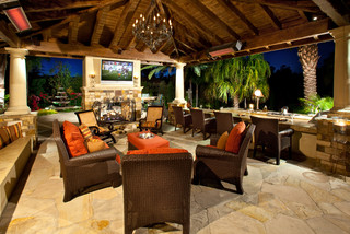 outdoor home decorating & furniture arrangement helps create conversations